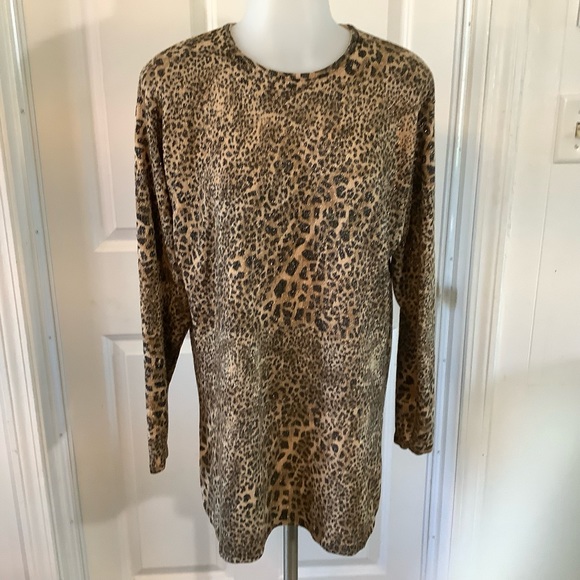 IN KNIT leopard print sweater  size Large - Picture 3 of 8